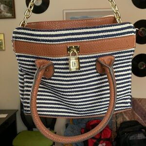 Striped Brown and Blue Handbag
